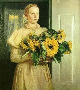 Michael Ancher pigen med solsikkerne oil on canvas